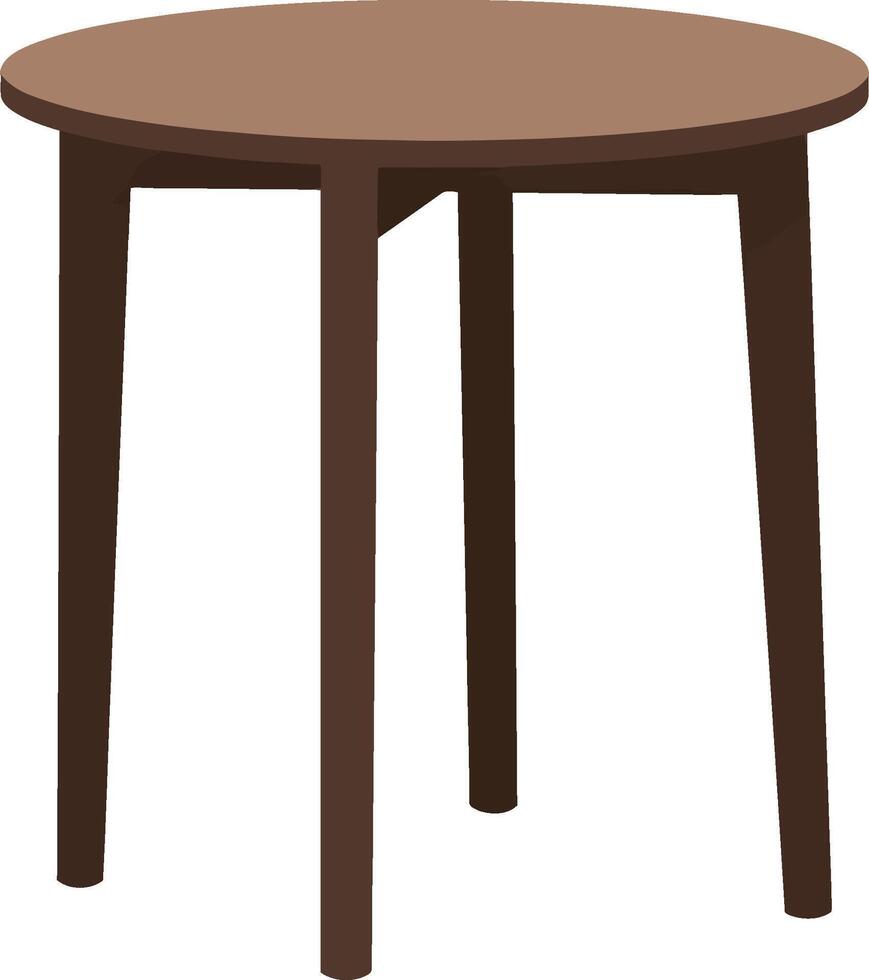 Round wooden table with four legs simple minimalist furniture design brown color vector