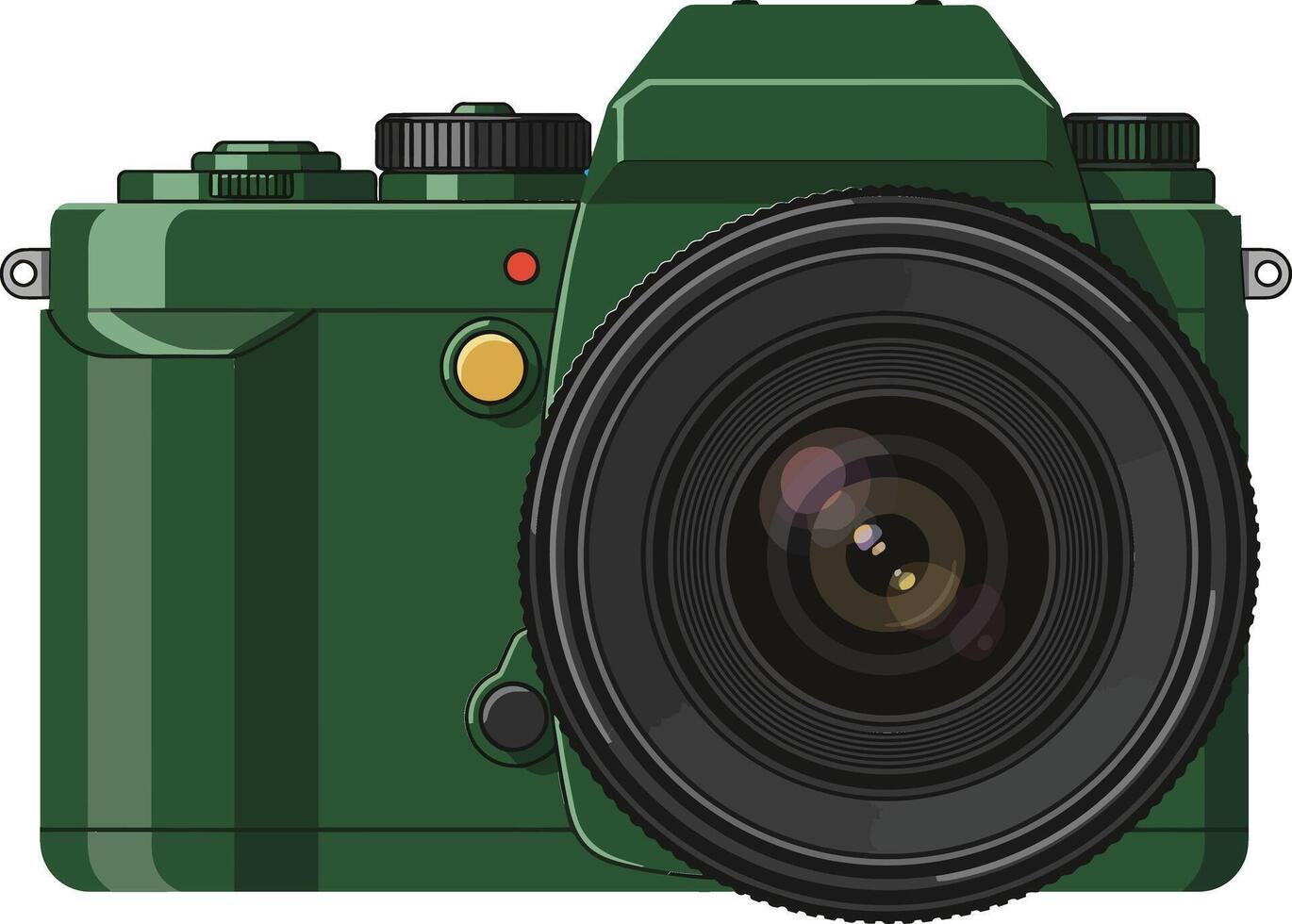 Green professional digital camera with large lens and detailed design for photography enthusiasts and creatives vector