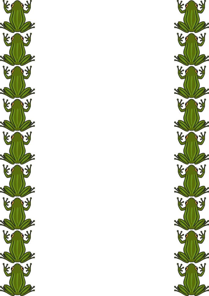Elegant frame with repeating pattern of stylized green frogs, perfect for invitations, cards, or banners. vector