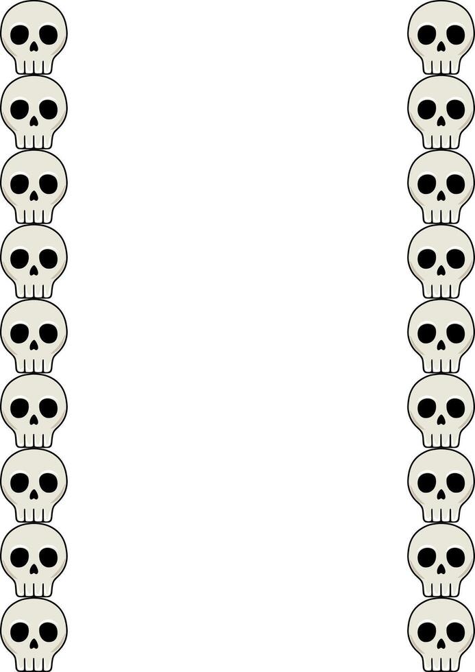 Vertical frame design featuring a repeating pattern of cartoon skulls, perfect for Halloween or gothicthemed projects. vector