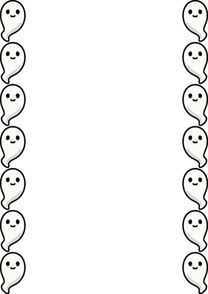 Adorable frame with cute smiling ghosts, perfect for Halloween or childrens designs, featuring a minimalist style and a playful mood. vector