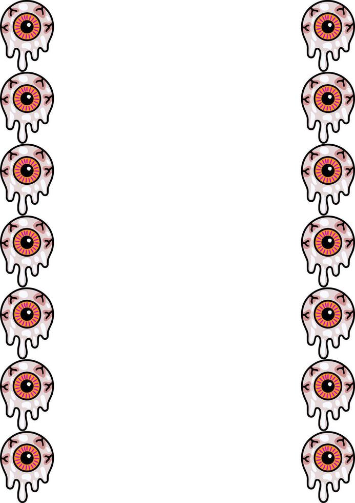 Spooky illustration of melting eyeballs forming a vertical border, perfect for Halloween designs or gothicthemed projects. vector