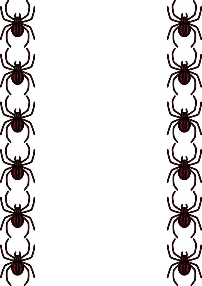 Elegant frame design featuring a repeating pattern of dark brown spiders on a white background, perfect for Halloween or gothic themed projects. vector