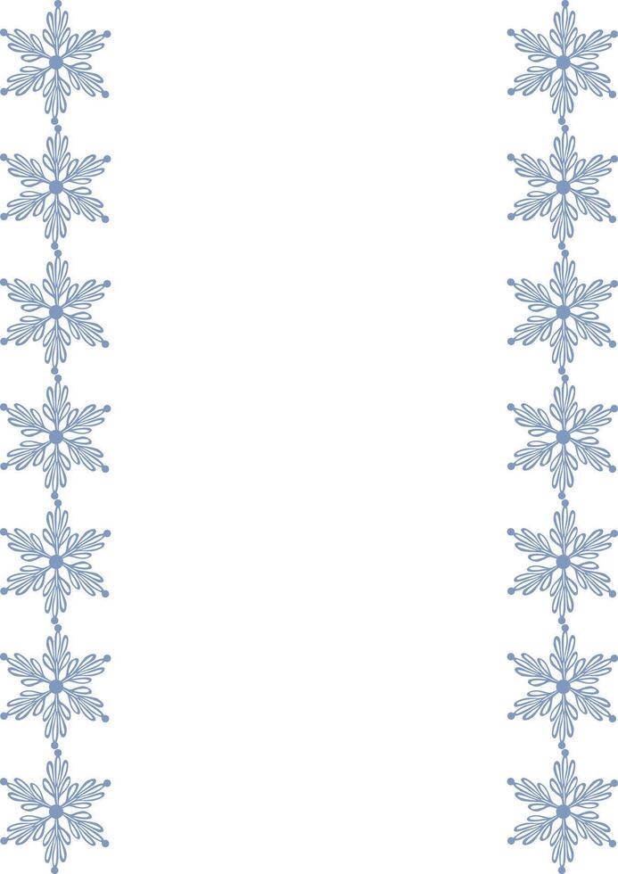 Elegant frame with delicate blue snowflakes arranged in vertical lines, perfect for winterthemed designs and holiday invitations. vector