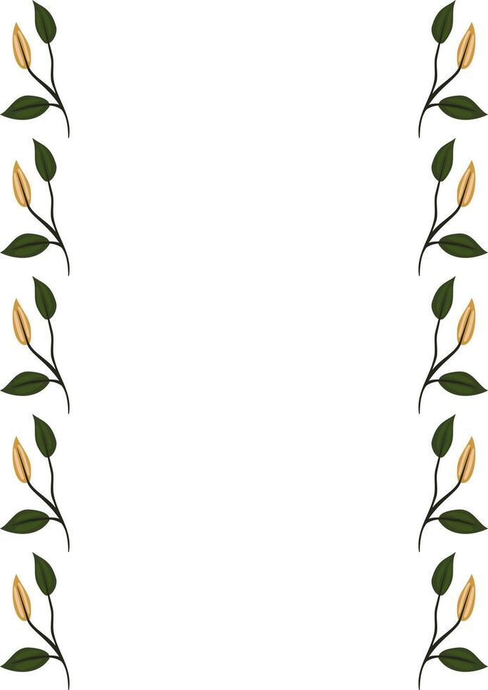 Elegant frame with a repeating pattern of stylized green leaves and beige buds, perfect for invitations, cards, or decorative elements. vector