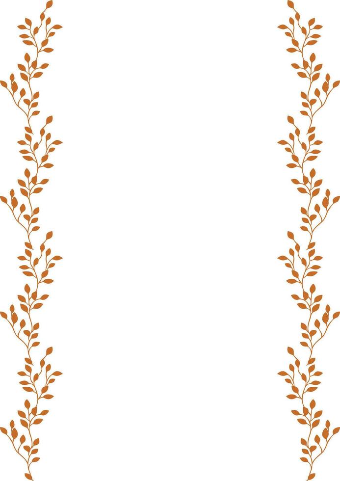 Elegant frame design featuring two vertical lines of stylized burnt orange leaves, perfect for invitations, cards, or autumnthemed projects. vector