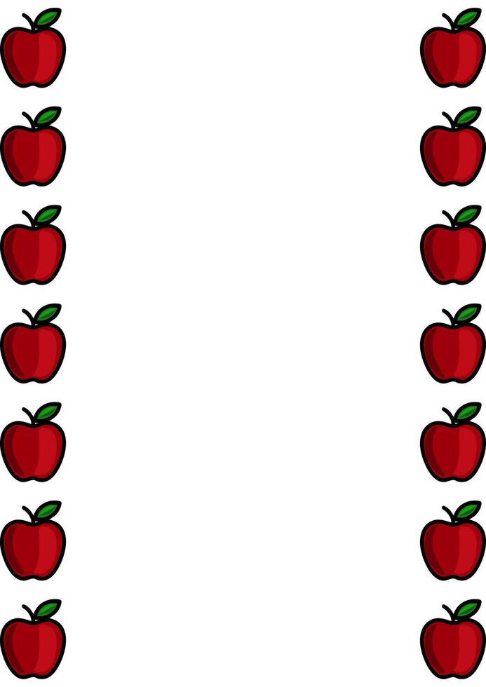 A illustration featuring a vertical frame design with repeating red apples, ideal for creating cards or invitations with a fresh and simple aesthetic. vector