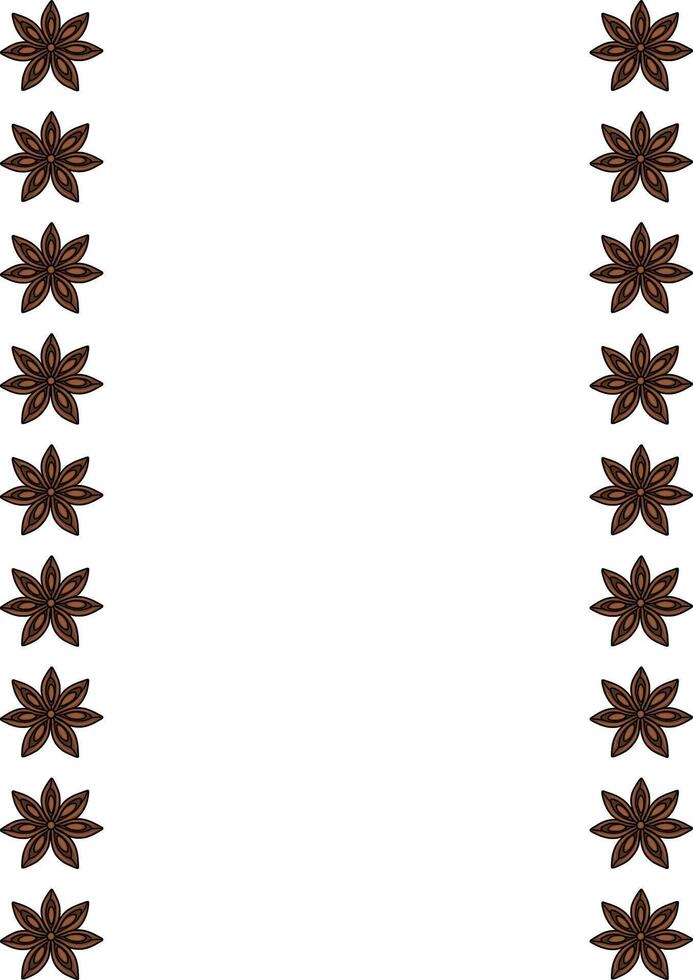 Elegant frame design featuring a repeating pattern of brown anise stars, perfect for culinary or autumnal themed projects. vector