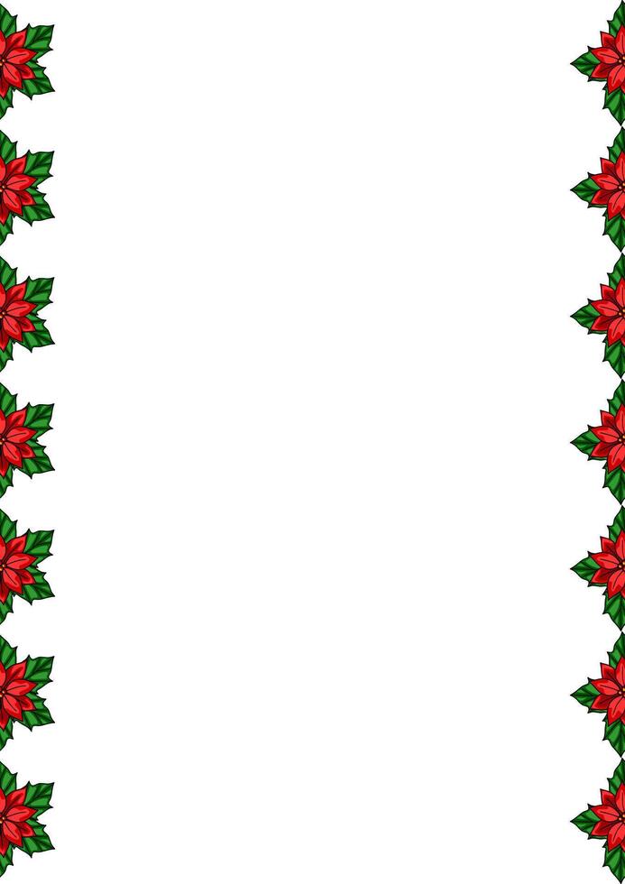 Elegant Christmas frame with repeating poinsettia flowers and leaves, perfect for festive designs and invitations. vector