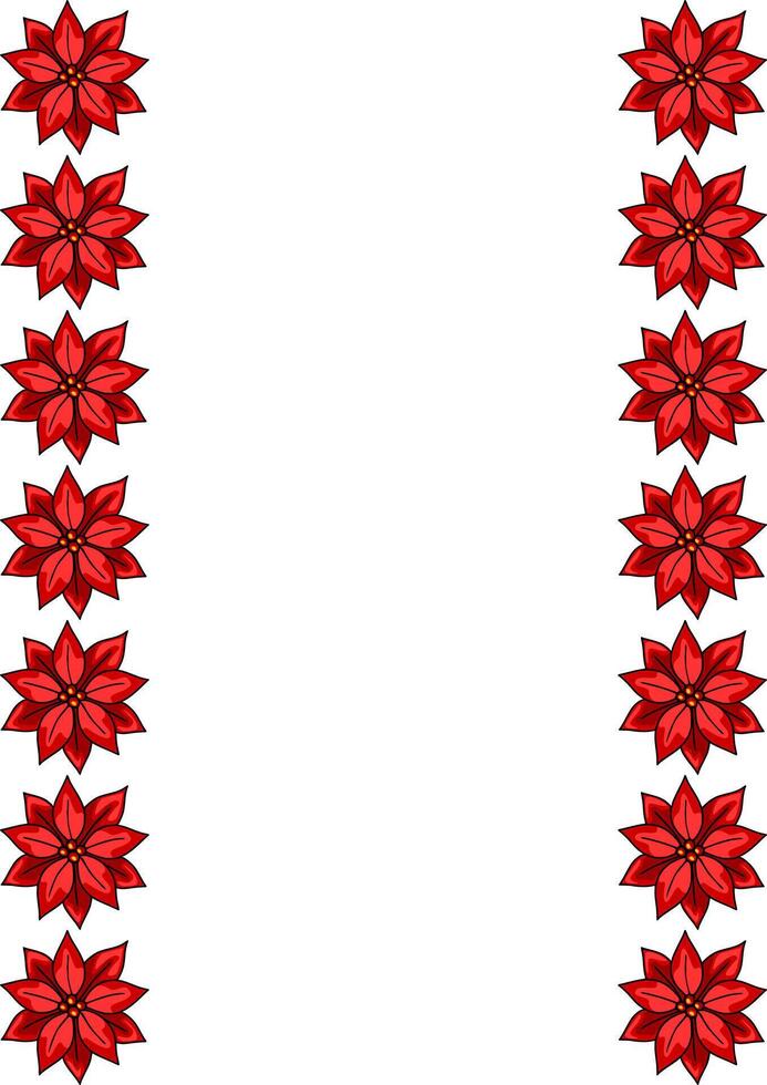 Festive Christmas border design with vibrant red poinsettia flowers, perfect for holiday cards, invitations, or festive decorations. vector