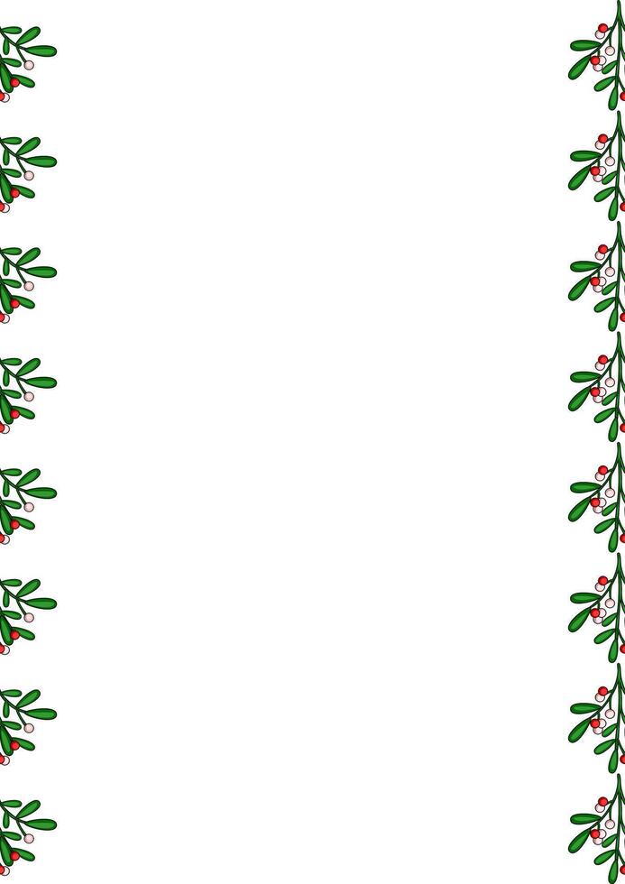 Festive Christmas Border Design with Mistletoe Branches and Berries, Ideal for Holiday Invitations or Cards vector