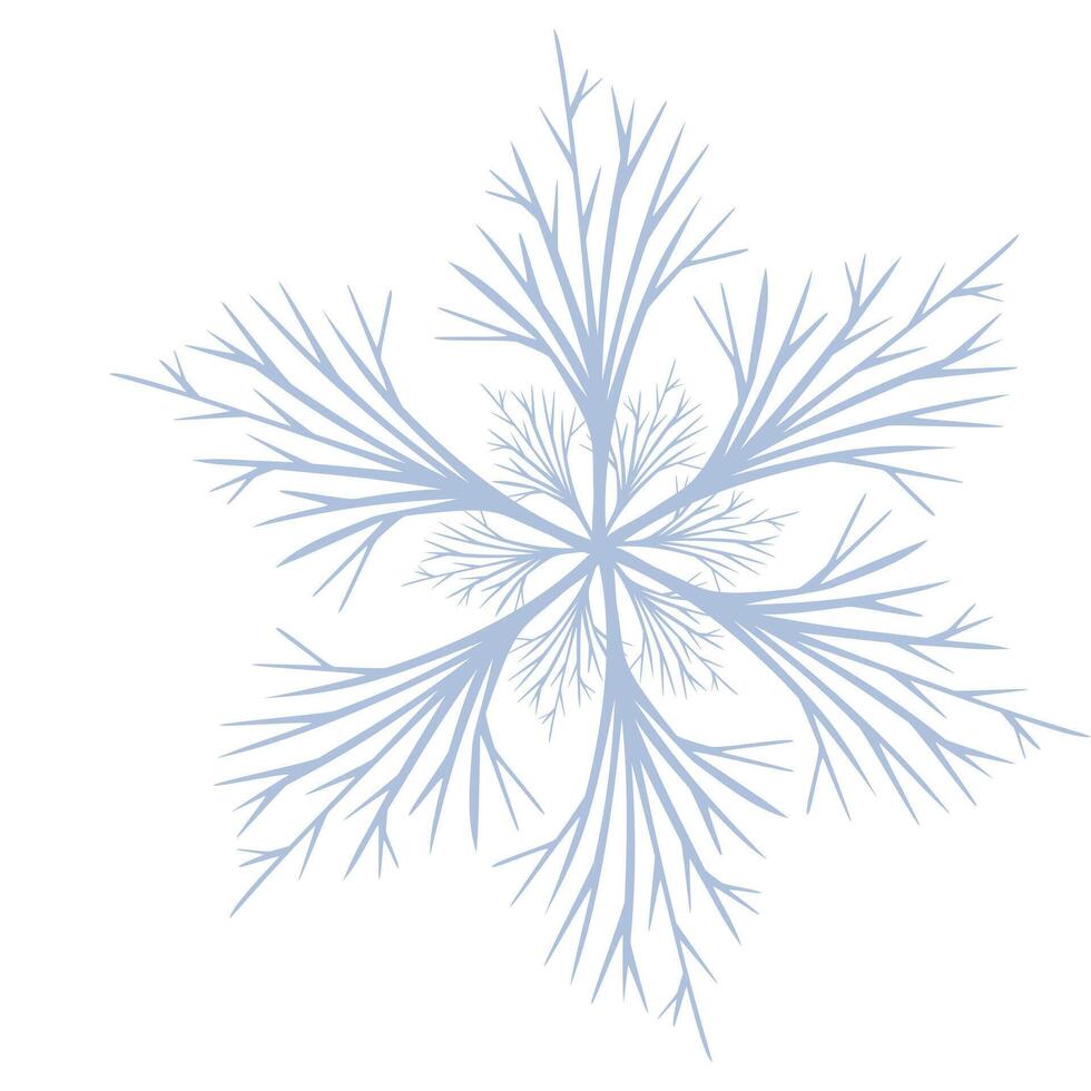 Elegant illustration of a stylized snowflake design featuring a detailed, branching pattern in soft blue hues, perfect for winterthemed projects. vector