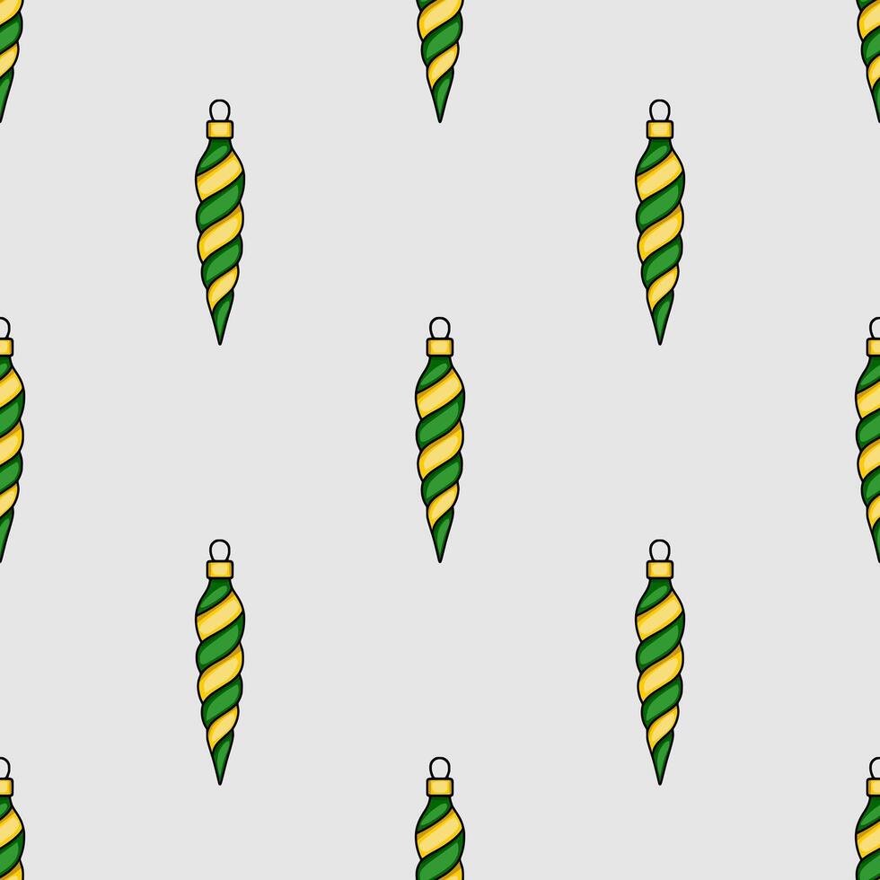 Seamless pattern of stylized Christmas tree spiral ornaments in green and gold, perfect for festive holiday backgrounds and wrapping paper designs. vector