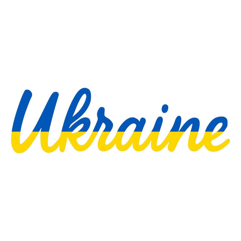 Stylish illustration of the word Ukraine designed with the colors of the Ukrainian flag, creating a unique and expressive typographic design. vector