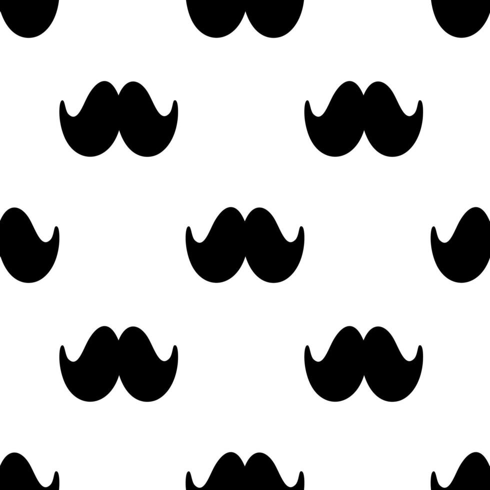 A seamless pattern featuring black mustaches on a white background, creating a playful and whimsical design suitable for various creative projects. vector