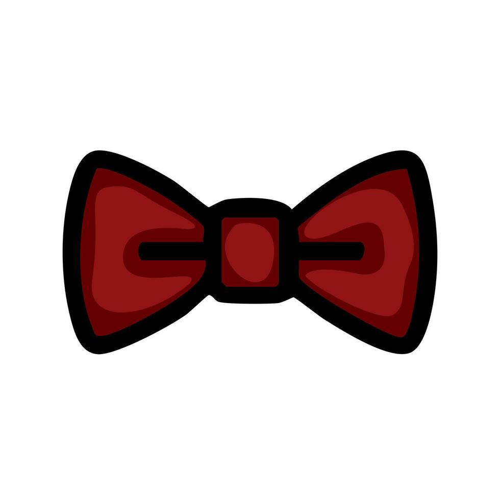 A simple illustration of a red bow tie with a bold black outline, suitable for fashion or formal wear themes. vector