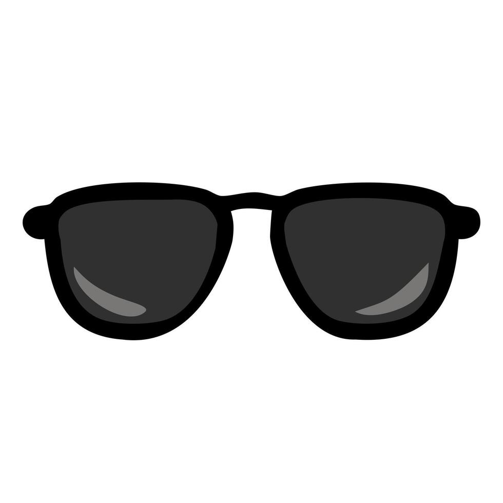 A simple illustration of black sunglasses with a sleek design, featuring dark lenses and a bold frame. vector