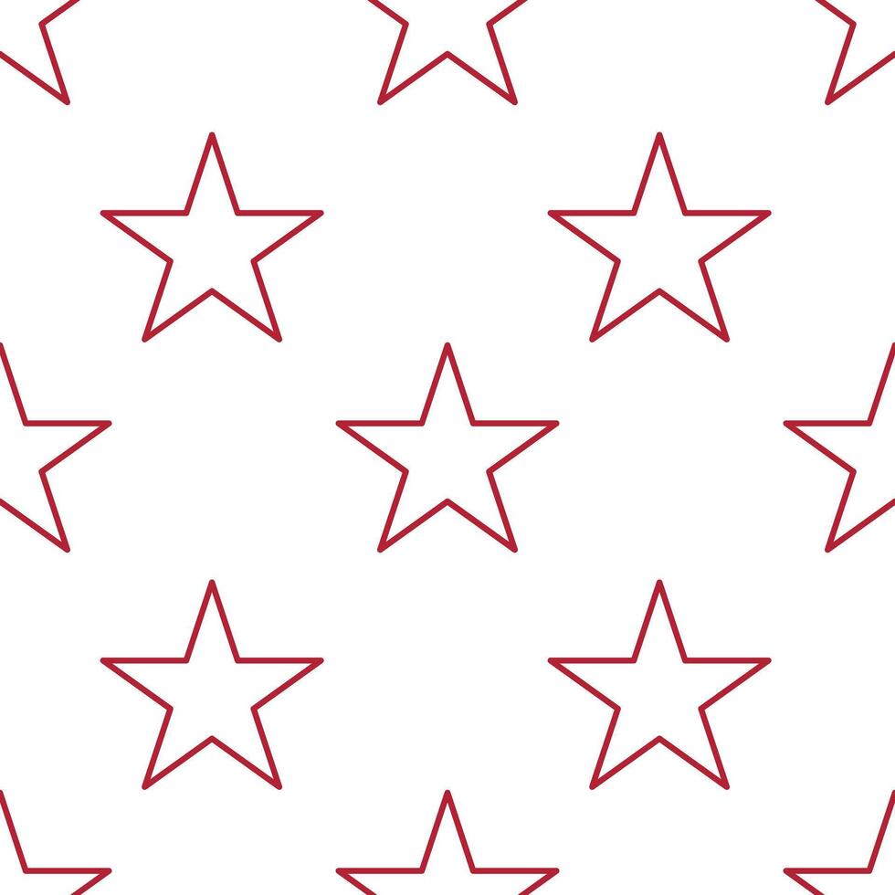 A seamless pattern featuring red outlined stars on a white background, creating a simple and modern design suitable for various applications. vector
