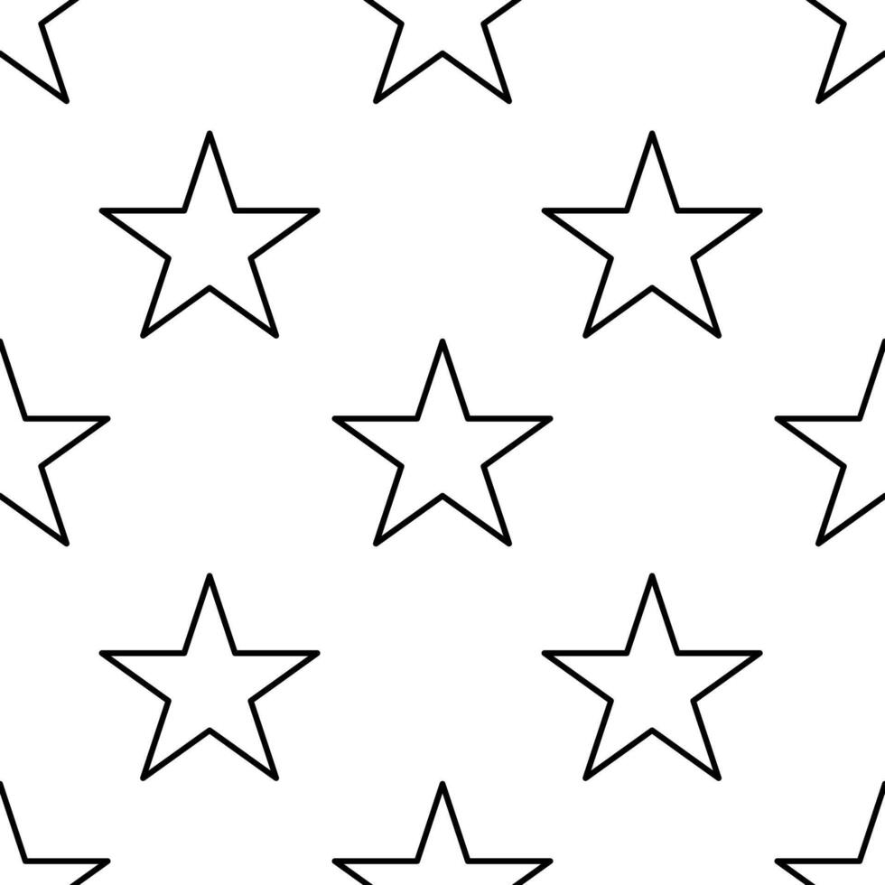A seamless pattern of outlined stars on a white background, creating a minimalist and modern design. vector