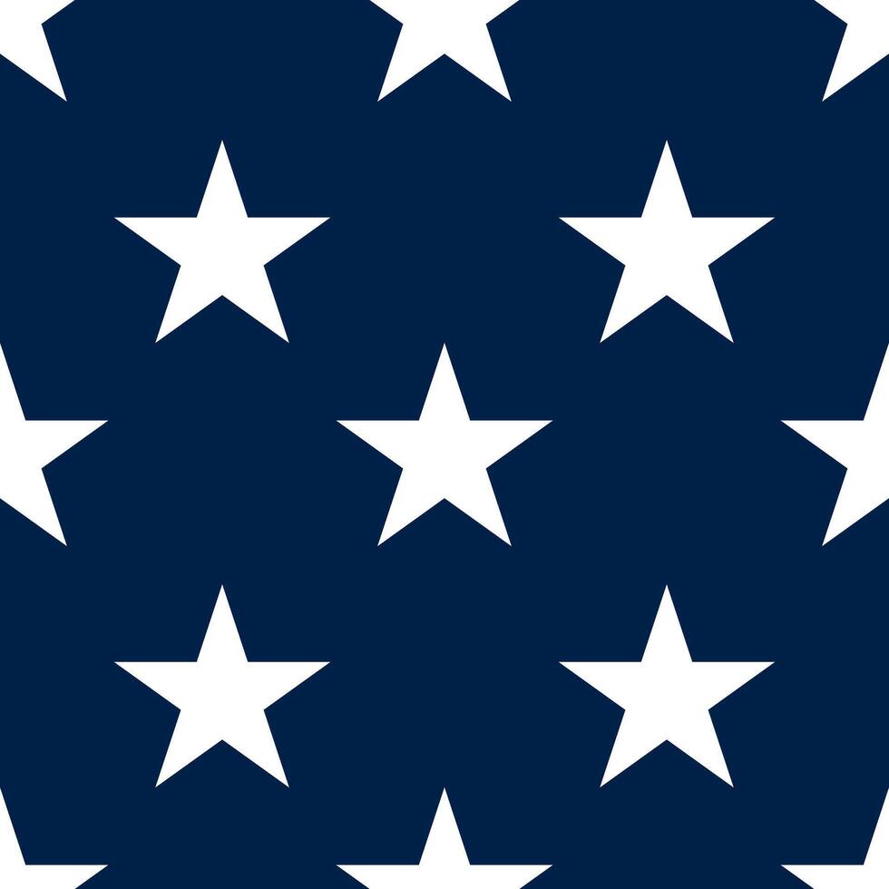 A seamless pattern featuring white stars on a dark blue background, ideal for patriotic themes, textiles, or graphic design. vector