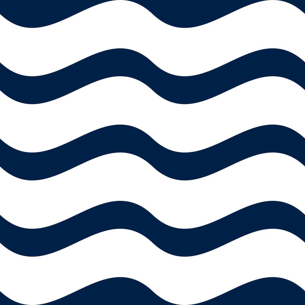 A seamless pattern featuring alternating wavy lines in navy blue and white. The design creates a rhythmic flow, suitable for backgrounds or textile designs. vector