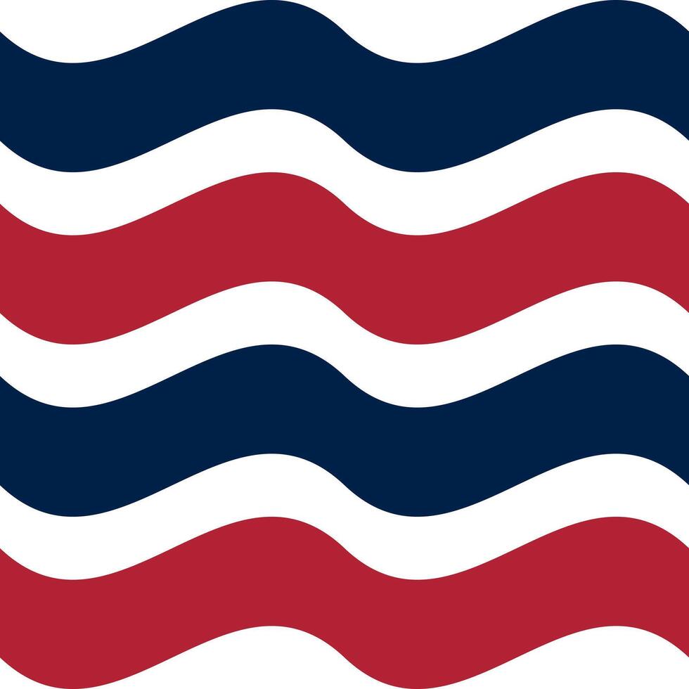 A pattern of wavy stripes in red, white, and navy blue, creating a dynamic and rhythmic design. The waves alternate in color, evoking a sense of movement and energy. vector