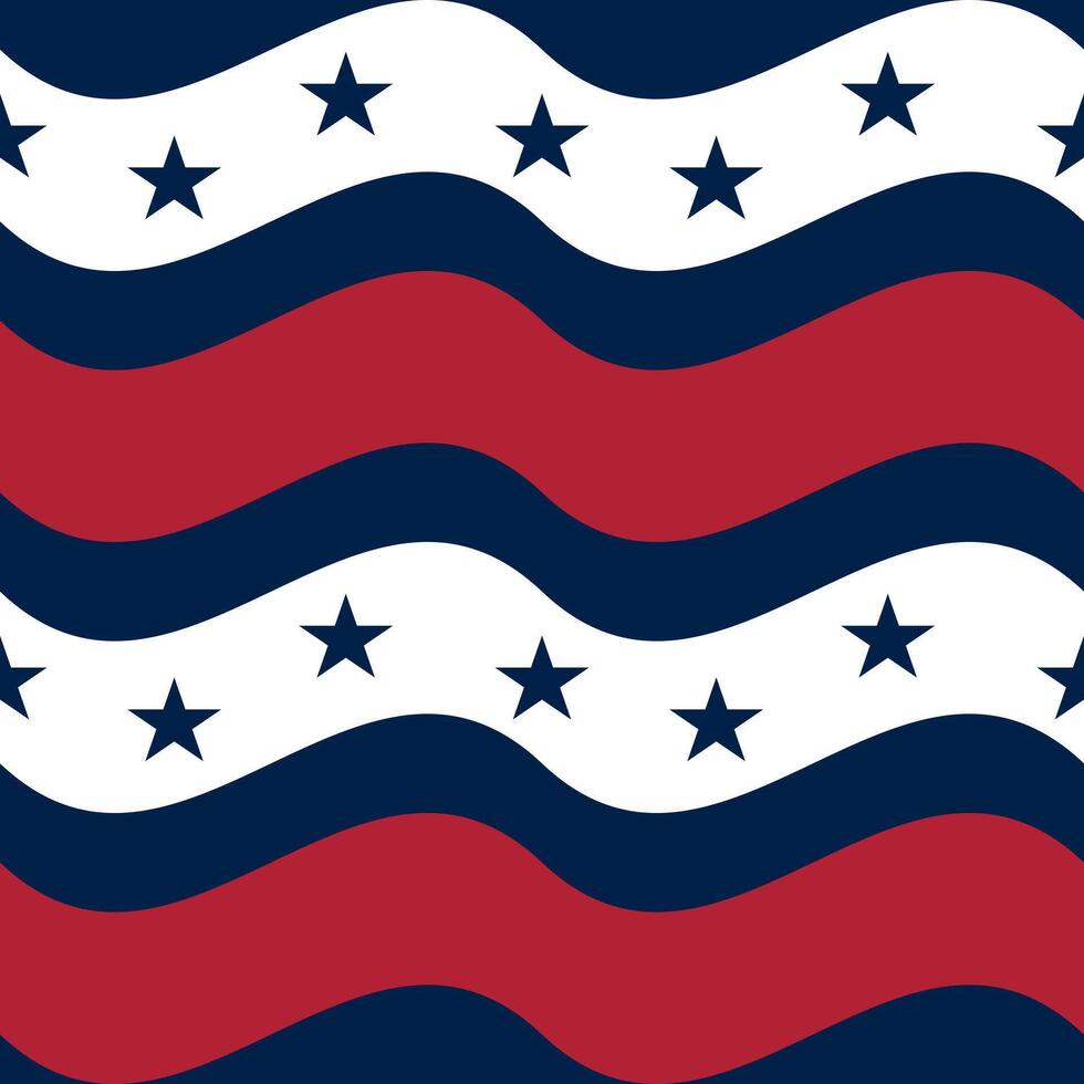 A wavy pattern featuring alternating red, white, and blue stripes with stars, reminiscent of patriotic themes. vector