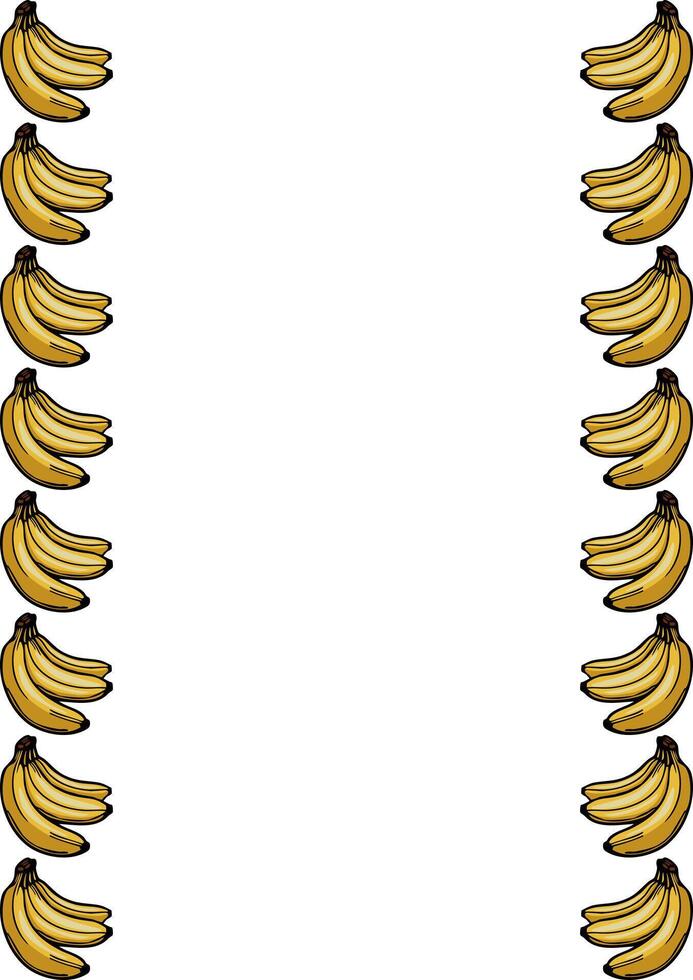 A vertical arrangement of cartoon-style bananas on a white background, creating a playful border effect. vector