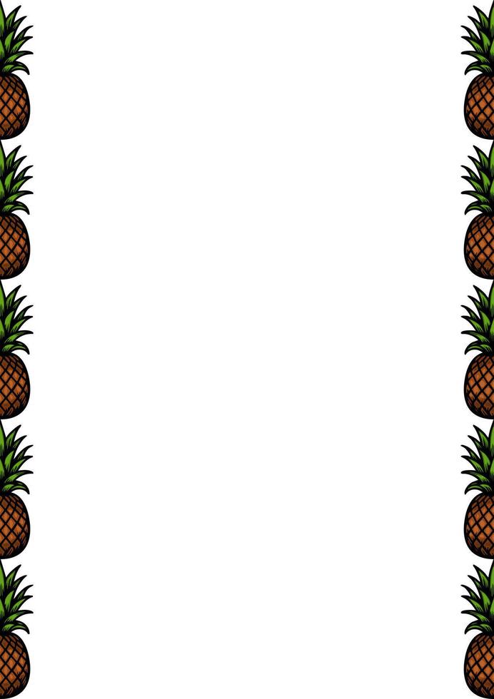 A decorative border featuring repeating pineapple illustrations on a white background. vector