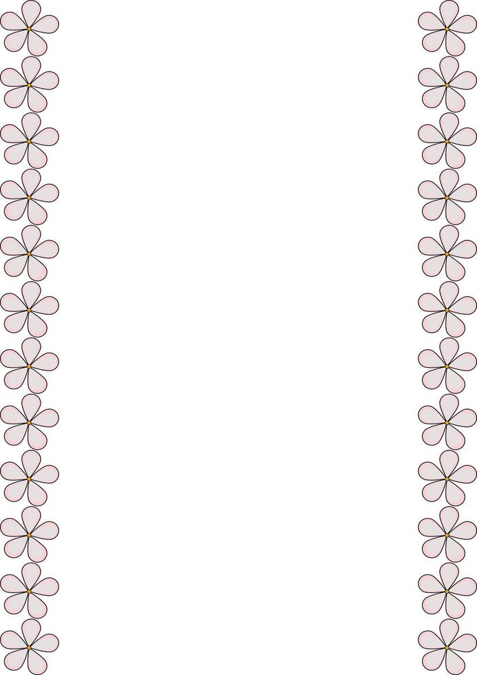 A simple, elegant design featuring a border of outlined flowers on a white background. The flowers are stylized with a delicate appearance, creating a soft and inviting aesthetic. vector