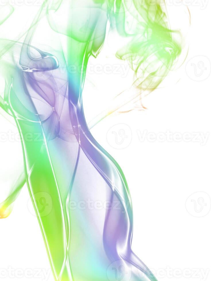 A woman with a colorful smoke trail photo