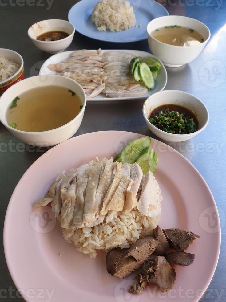 A table with plates of food photo