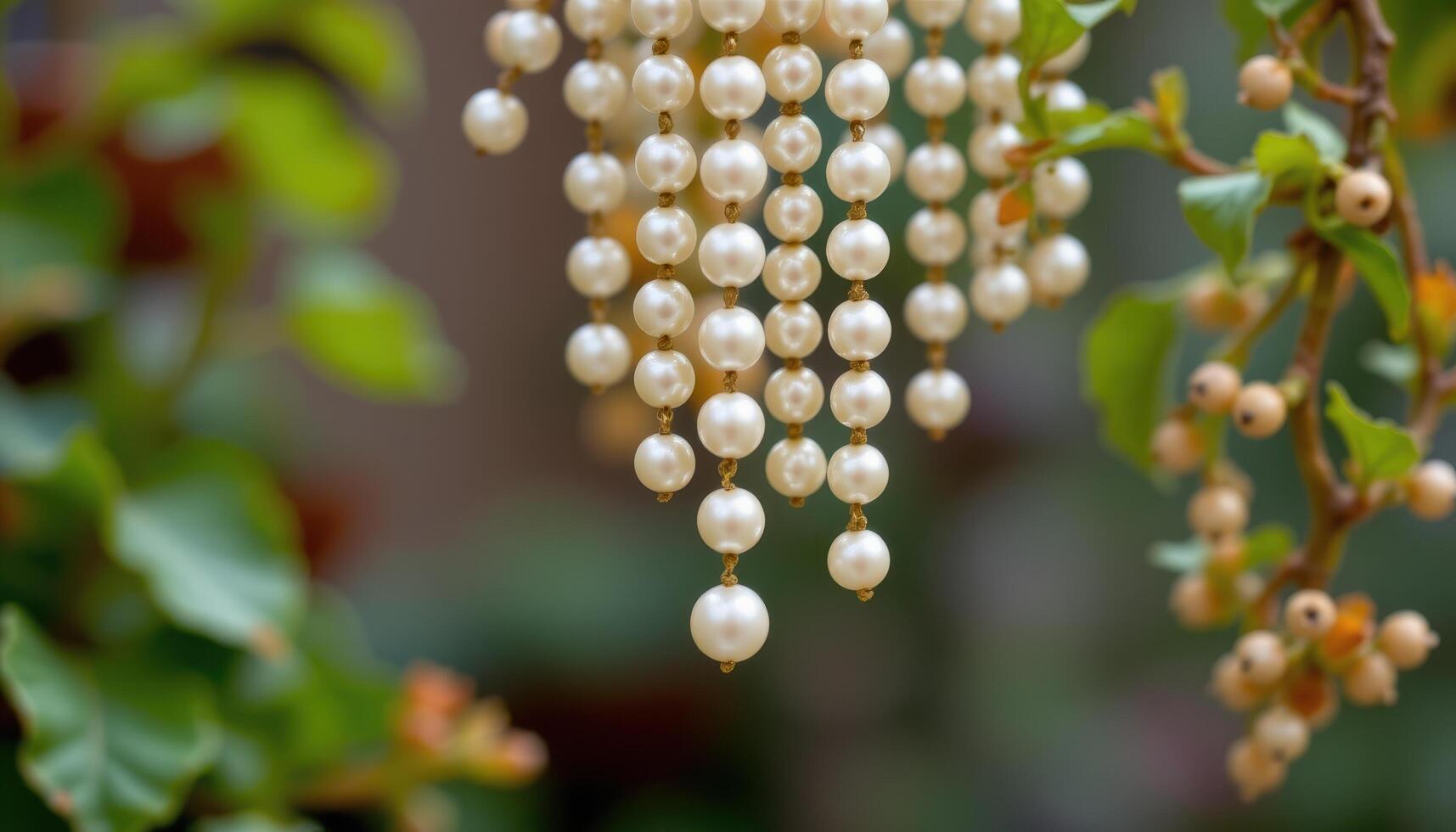 close up view of a hanging string of pearls succulent cascading downward in perfect round beads. photo