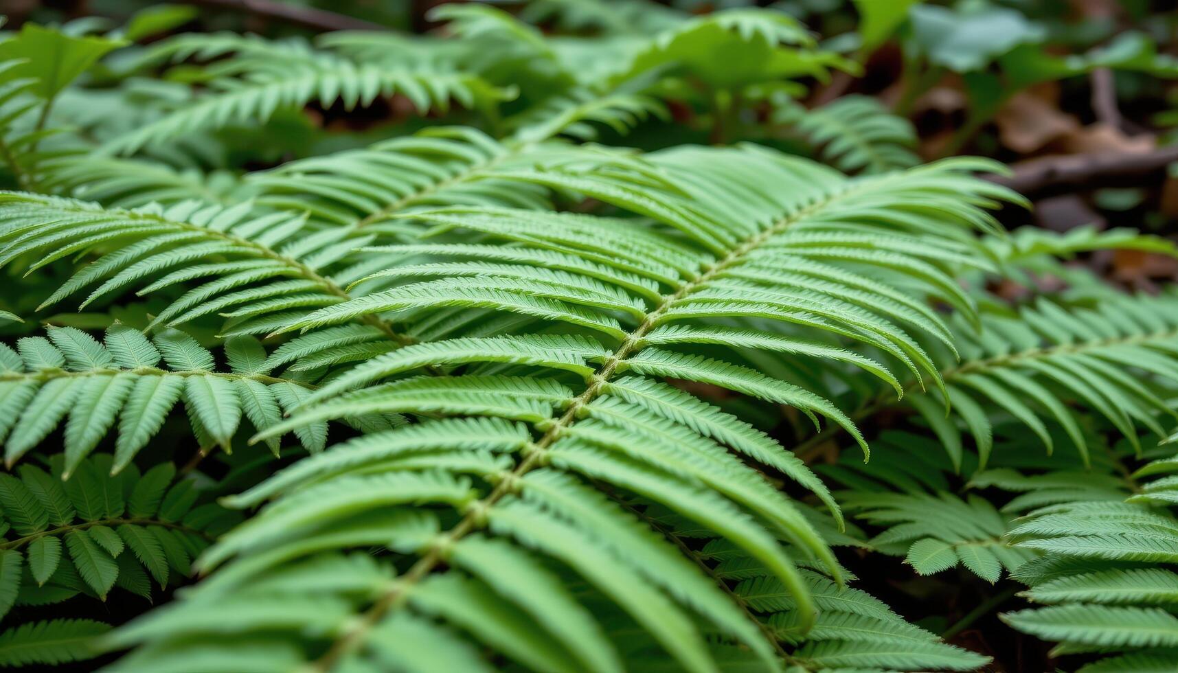 close up view of ferns covering the forest floor in feathery, overlapping layers. photo