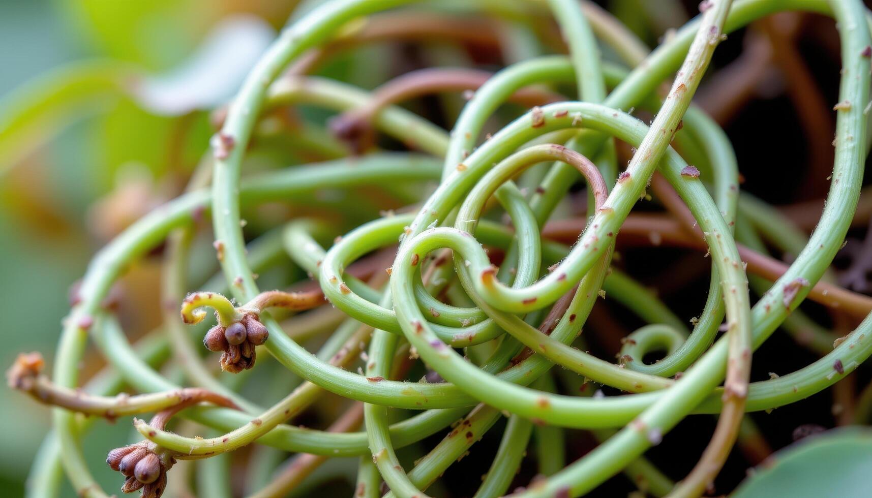 close up view of plant stems twining and climbing around each other in gentle spirals. photo