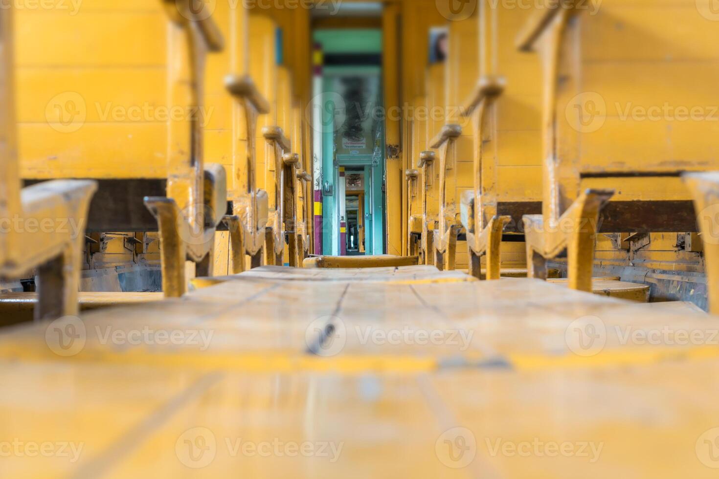 A view of a train with many empty seats photo