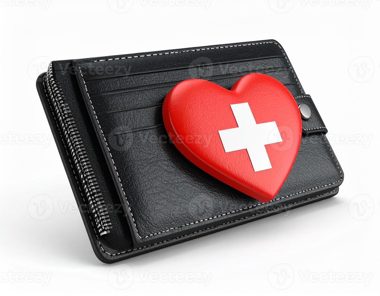 A wallet with a red heart on it photo