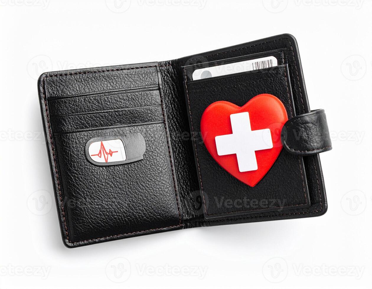 A wallet with a red heart and swiss cross on it photo