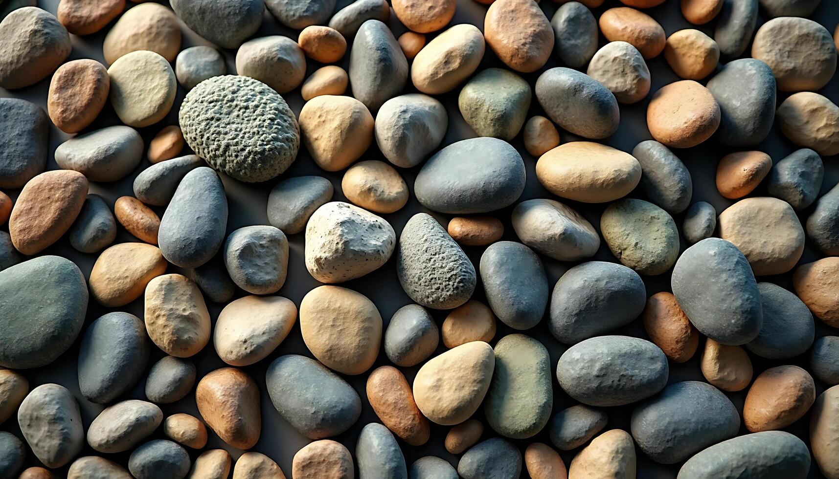 Assorted Smooth River Stones Texture for Garden Design and Wellness Spa photo