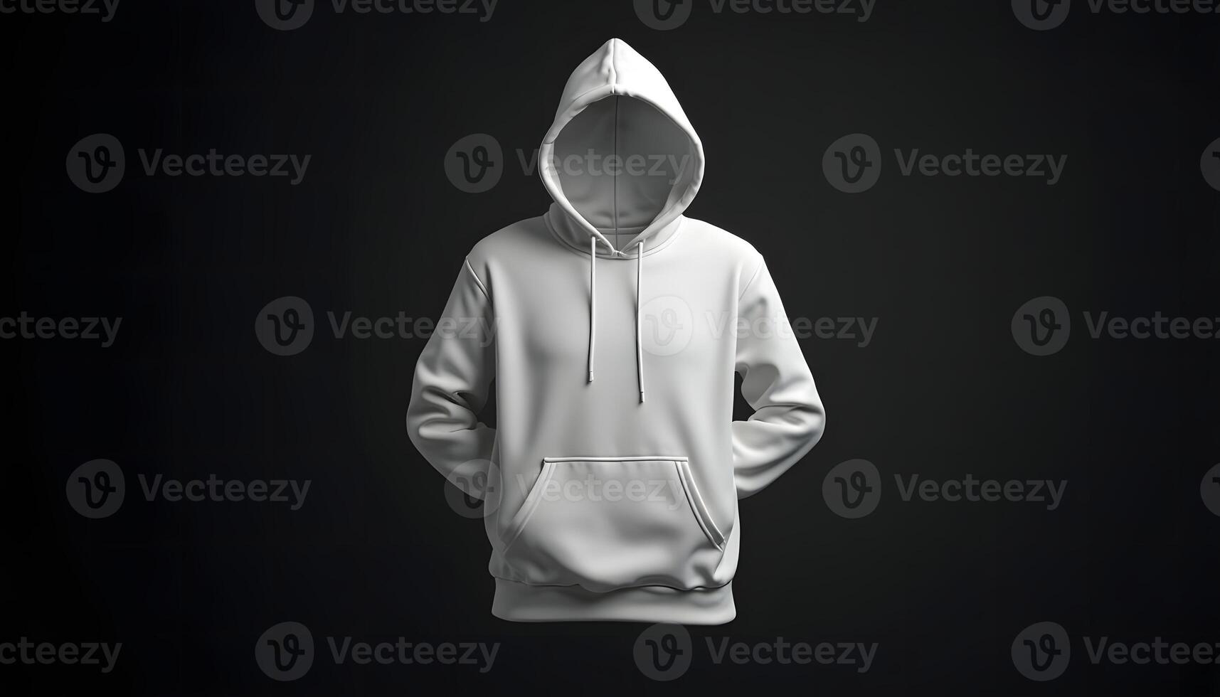 Isolated White Hoodie on Dark Background Apparel Mockup for Clothing Designs photo