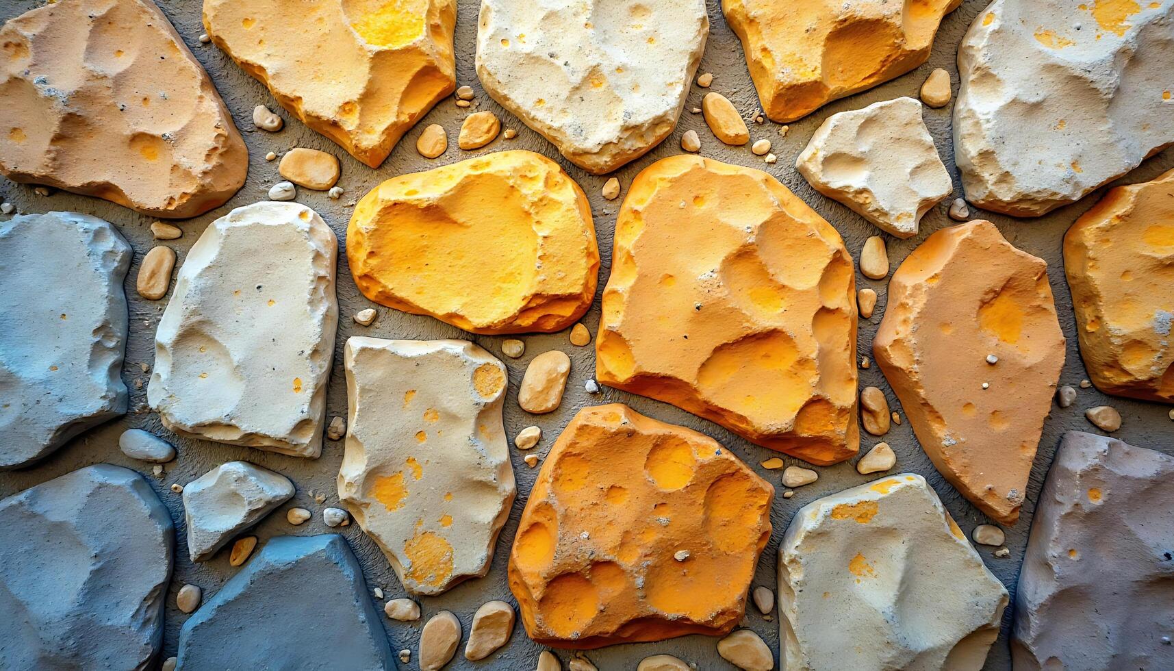 Stone Wall Texture with Orange and Gray Rocks Perfect for Background photo
