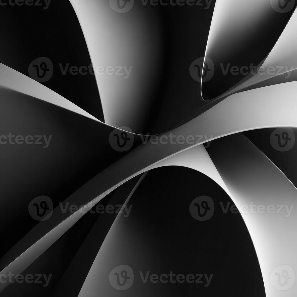 Black and white abstract background with curved lines photo