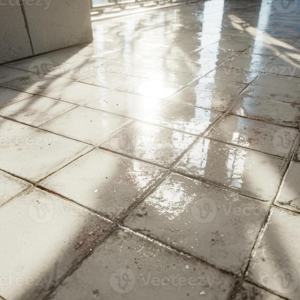 A tiled floor with blood on it photo