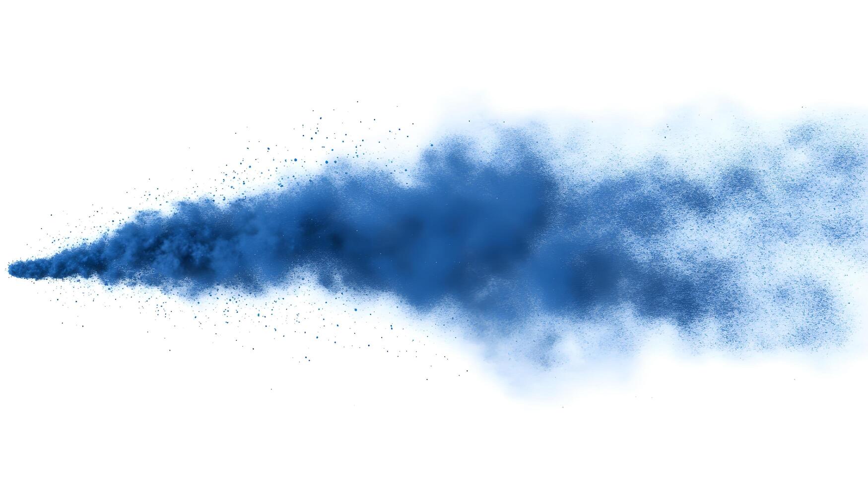 Blue powder explosion isolated on white background photo