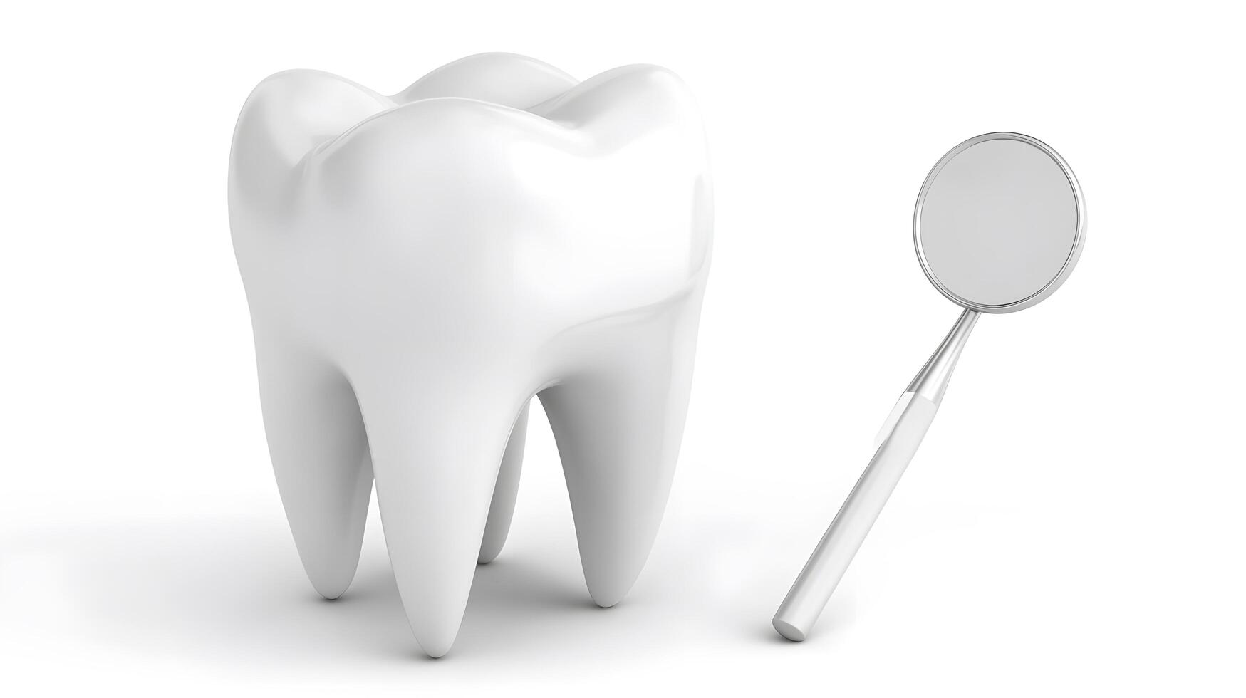 A tooth and a toothbrush on a white background photo