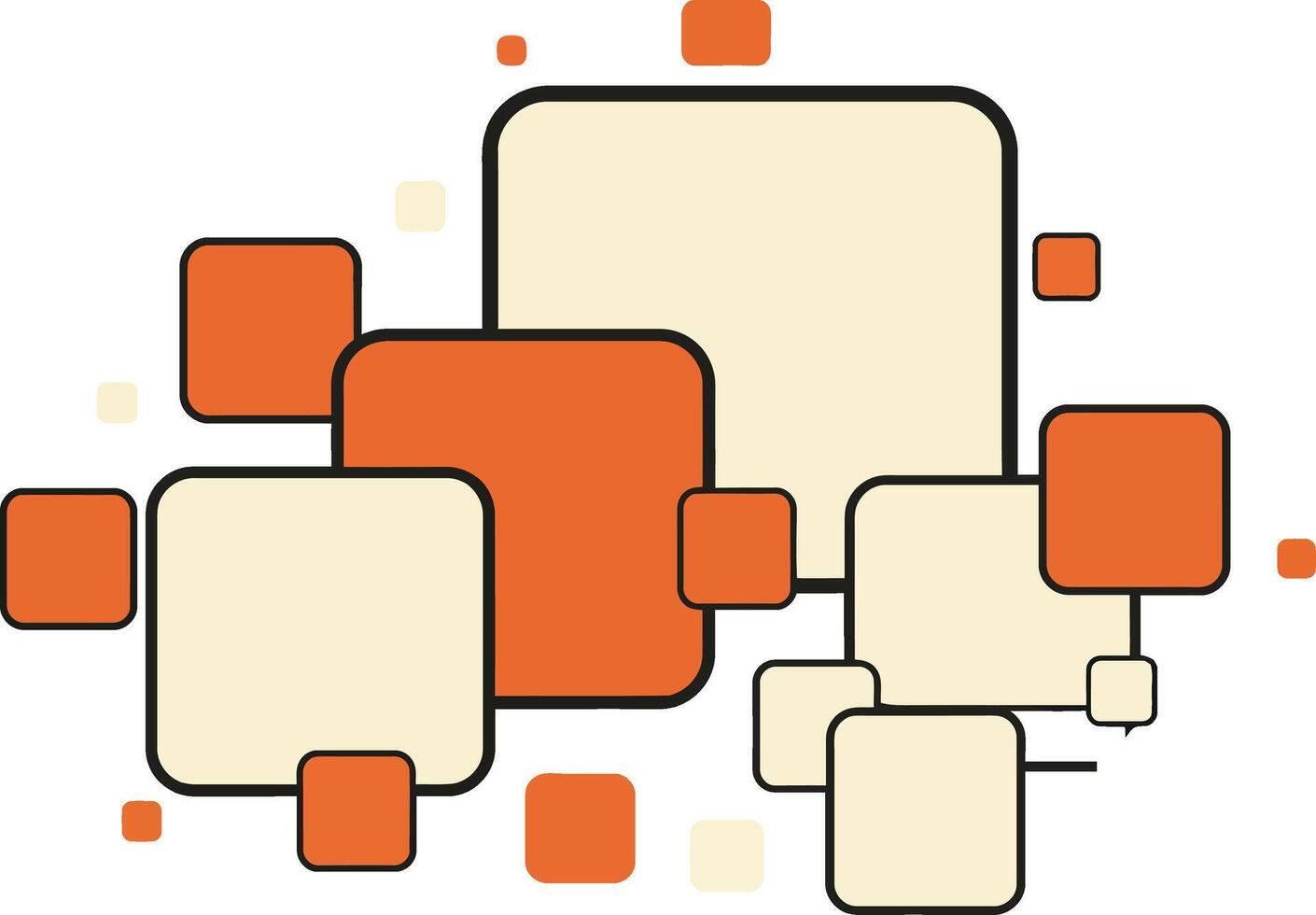Abstract geometric shapes with orange and beige squares in modern design for creative projects and digital art vector