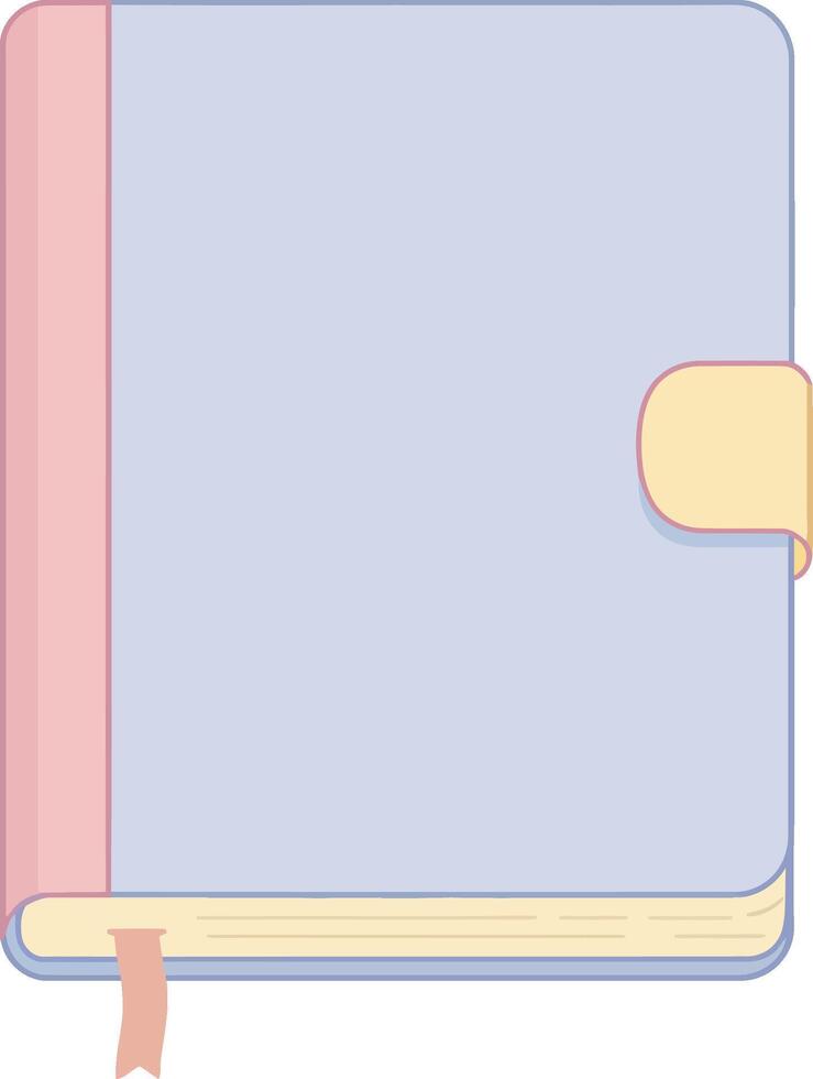 Pastel blue and pink closed notebook with bookmark and clasp in minimal style vector