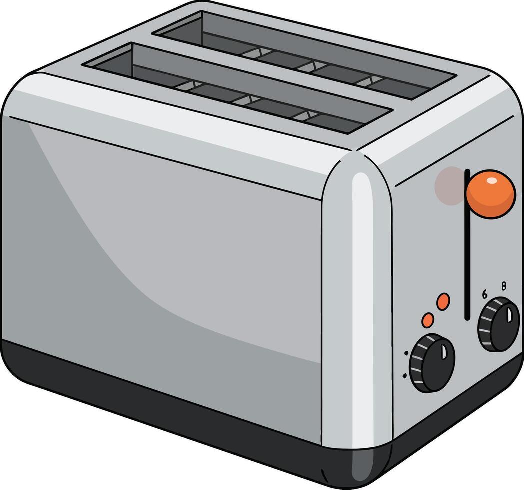 Modern two-slice toaster with adjustable settings and orange lever for kitchen use vector