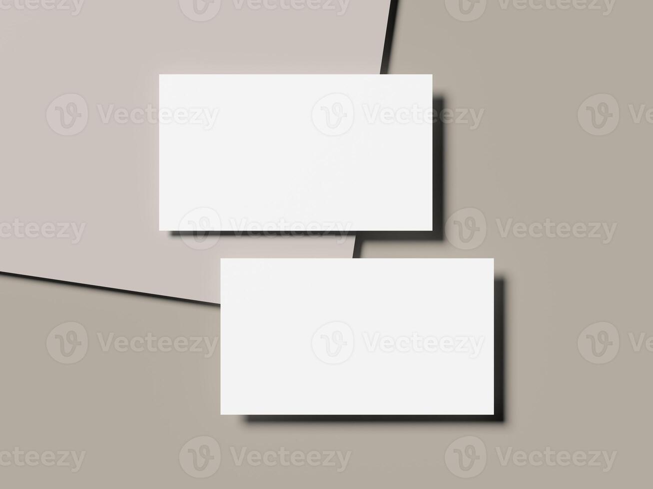 Vertical stack business card mockup on smooth neutral-toned background photo