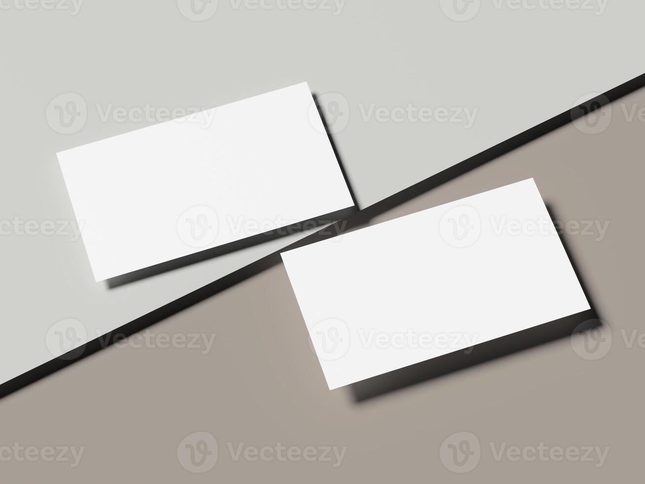 Slanted business card pair on soft brown layered paper design photo